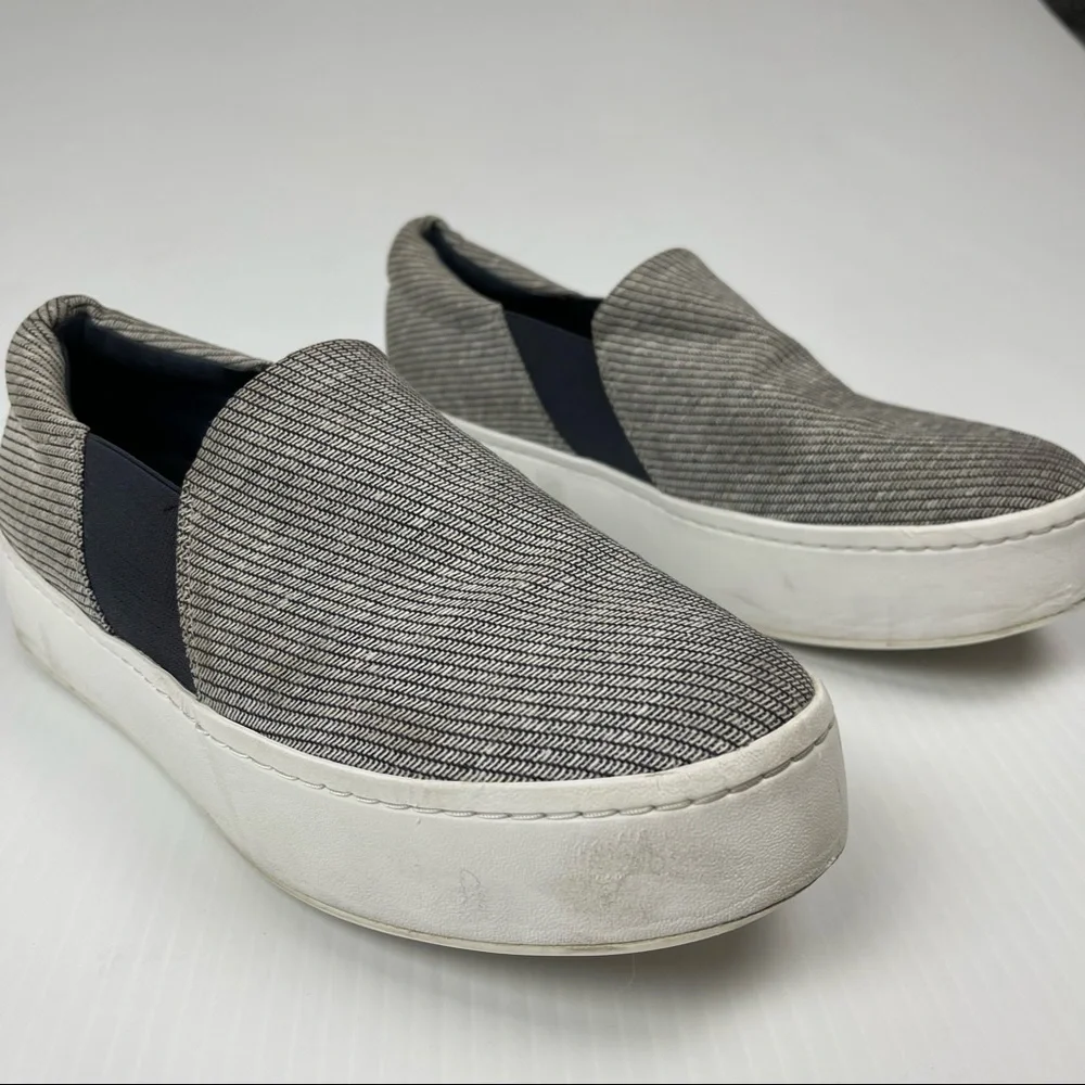 Vince Woven Slip On Platform Blair Navy Blue Sneakers